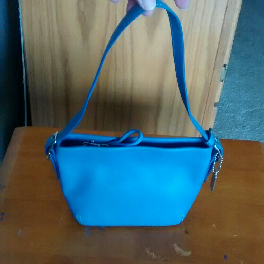 Vintage 90's Coach Blue Glove Leather Mini Handbag-Never Used   Price Firm